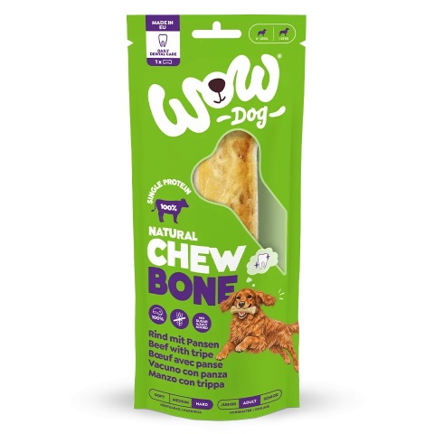 WOW DOG Natural Chew Bone Rind - kość do żucia ze skóry i żwaczy wołowych (115g)